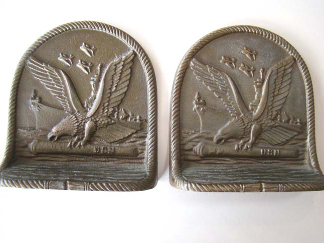 A pair of Korean War era U.S. Navy solid bronze bookends circa 1950 — image 2
